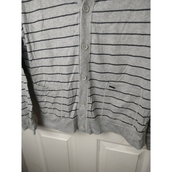 Express Men's V Button Front Striped Long Sleeve Sweater. Size L - Picture 6 of 9